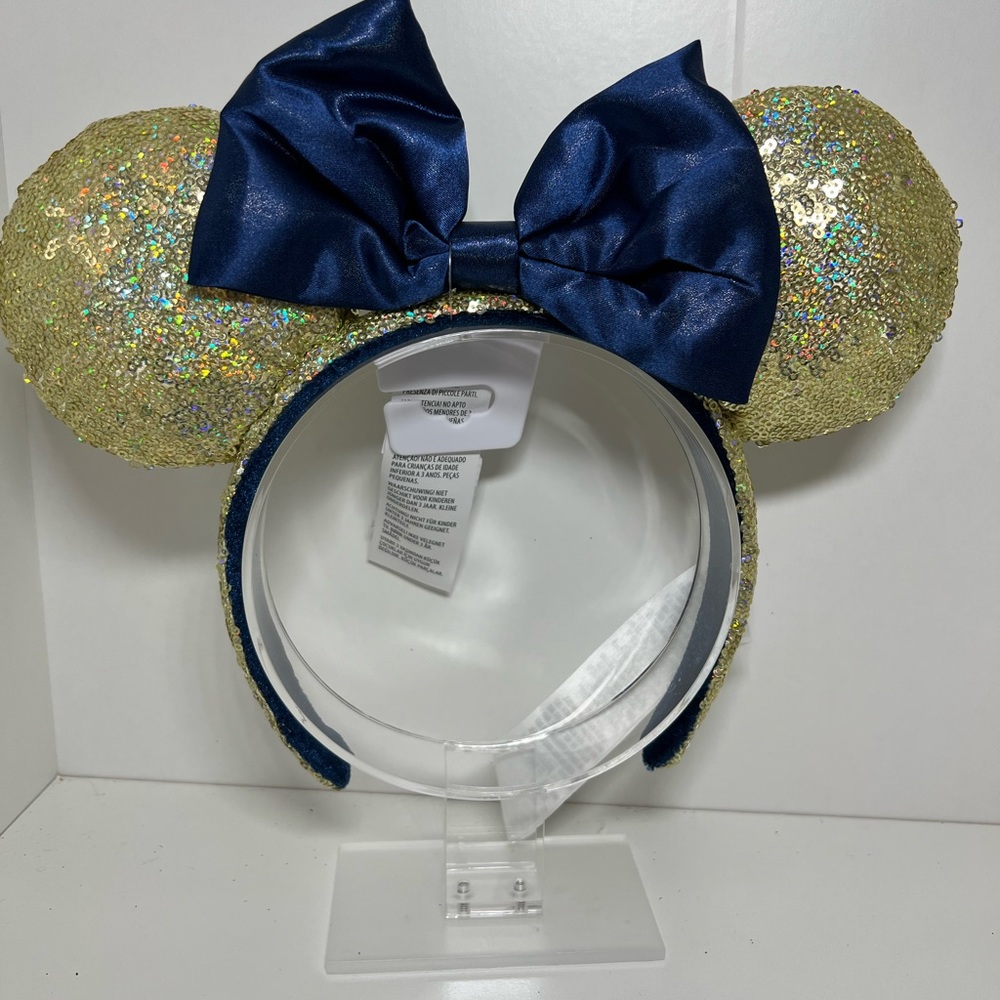 Gold & Blue Sequined Minnie Ear Headband